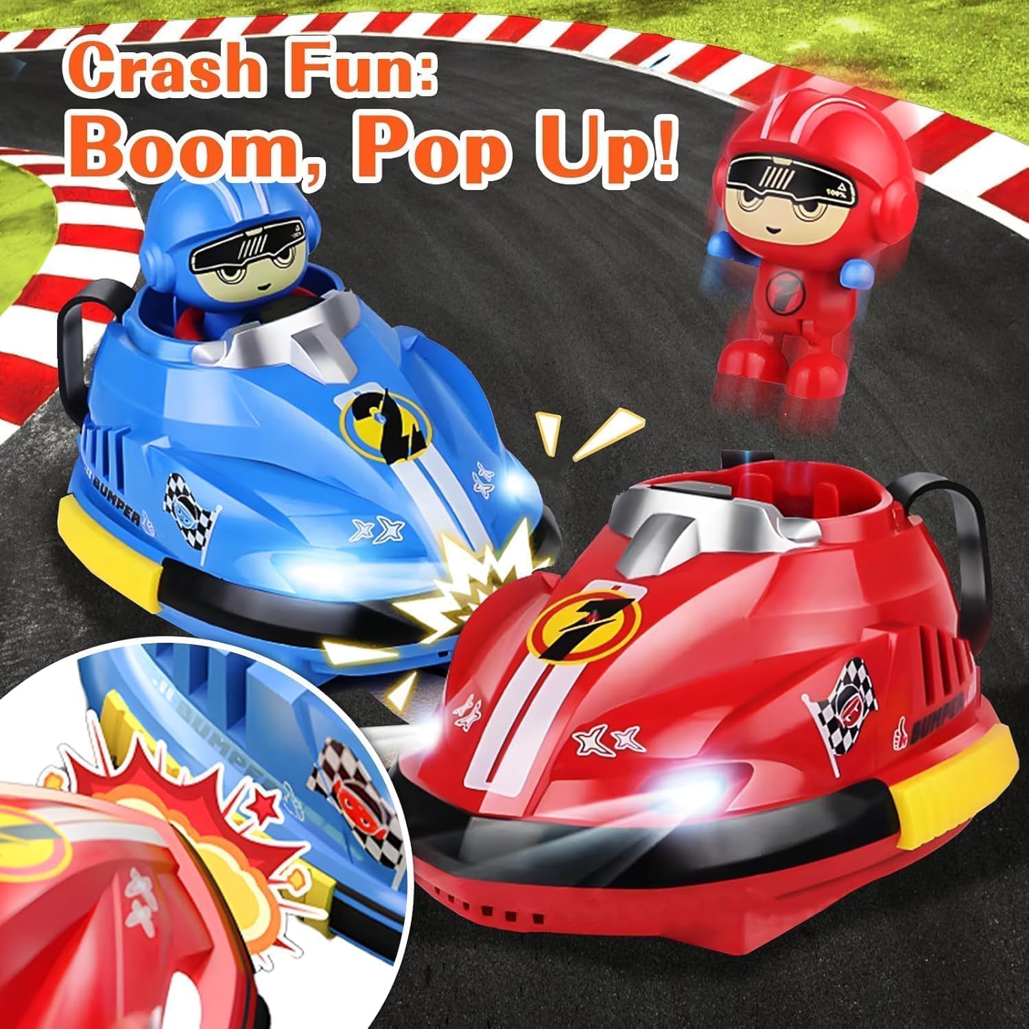 Khelokoodo® Ultimate Bumper Car Duel – 2-Player RC Go-Kart Set