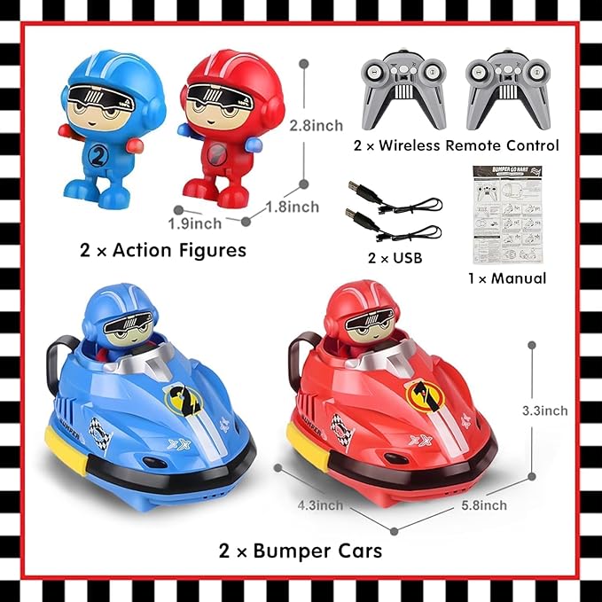 Khelokoodo® Ultimate Bumper Car Duel – 2-Player RC Go-Kart Set